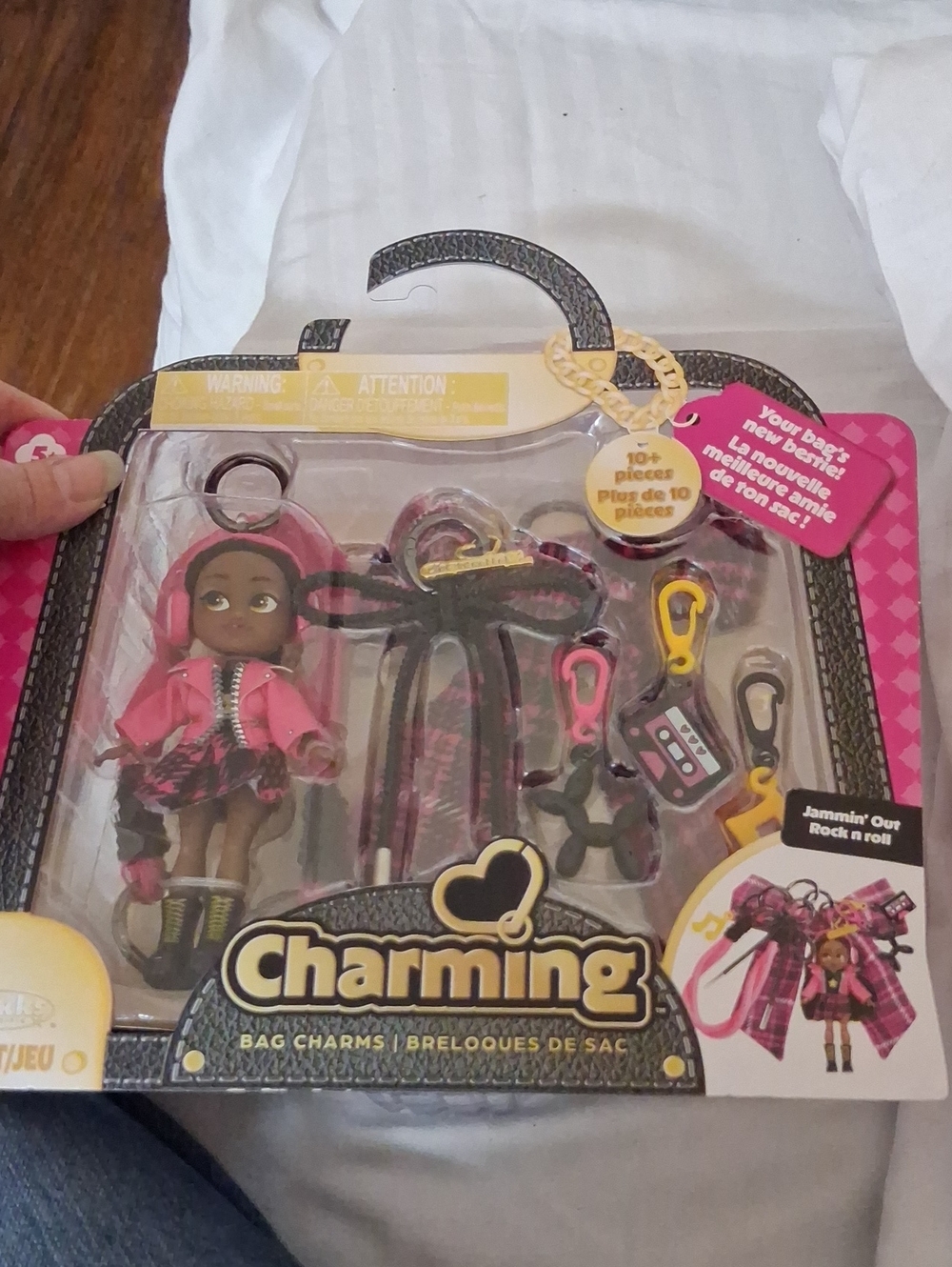 Charming Jammin' Out Pink Doll & Bag Charms Set